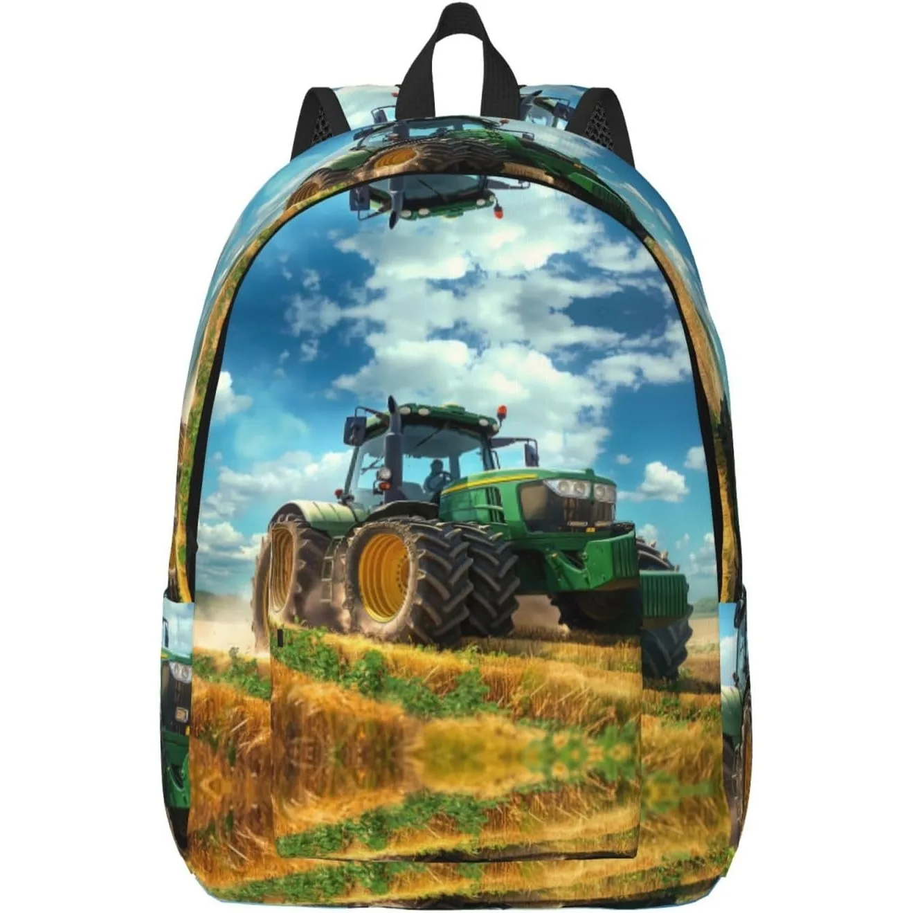 

Travel Laptop Backpack - Green Tractor Field Computer Canvas Backpack Bag with Adjustable Straps