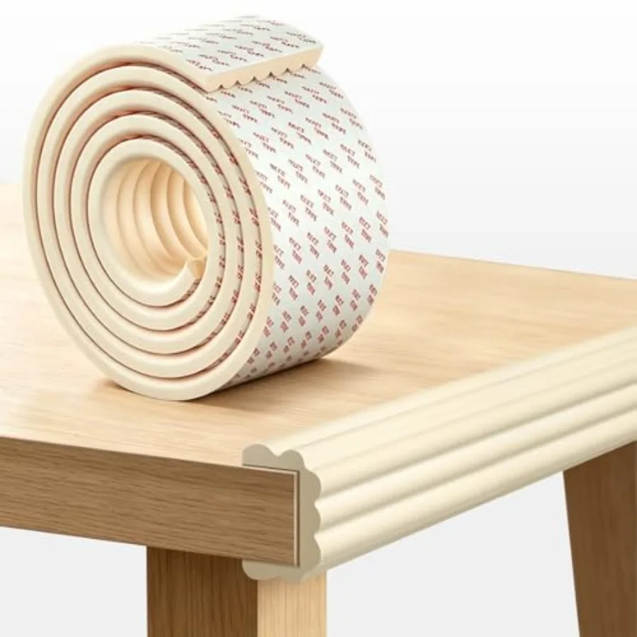 

Edge Protectors for Baby, Extra Wide Guards, 6.5ft x 3.15 in, Off White Soft Foam Bumper Edge Cushion for Table, Furniture, Cri