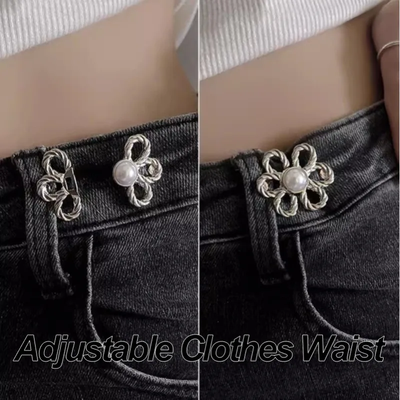 Fashion Jeans Waist Adjustable Buckles Beautiful Hollow Metal Flower Button Woman‘s Trouser Wide-to-narrow Adjustable Buckle