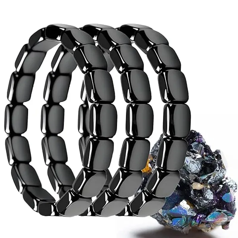 Black Natural Hematite Bracelet for Men Reclaim Jewellery Wrist Hematite Stone Beaded Healing Bracelet Edge Confidence for Men