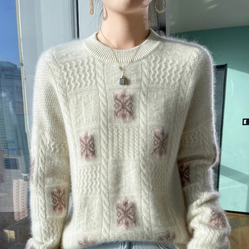 High-end European foreign sweaters in autumn and winter new thick 100 pure sweaters loose lazy sweater.