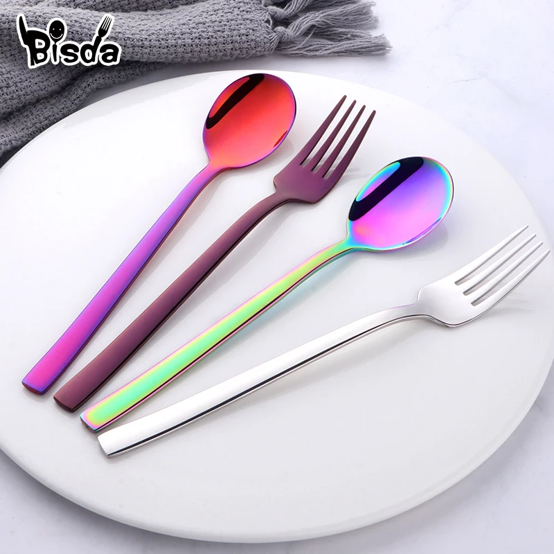 2Pcs Spoon and Fork Set,Children\'s Stainless Steel Dinnerware Set, Student Cutlery, Dinner Eating Tools, 18/8, Safety Tableware