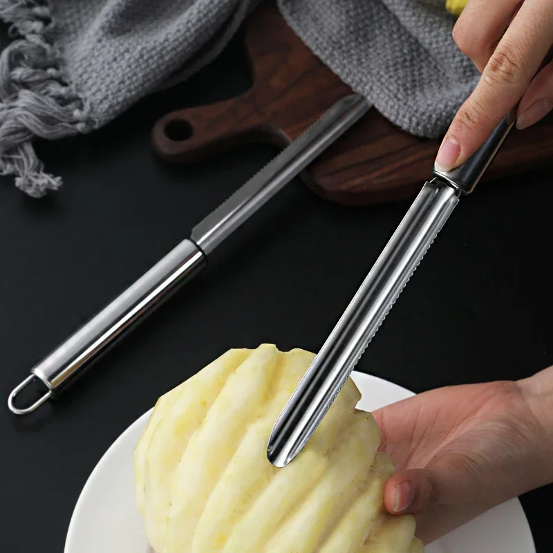 Stainless Steel Pineapple Knife Apple Pear Corer Non-slip Long Strip Fruit Peeler Kitchen Manual Shovel Slicers Pineapple Dig