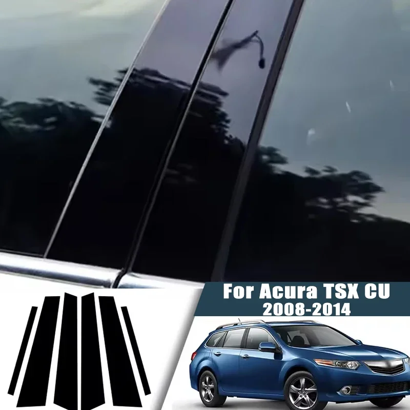 

For Acura TSX CU 2008-2014 2009 2010 2011 2012 Window Center Pillar Film Trim Cover B C Posts Sticker Column Car Accessories
