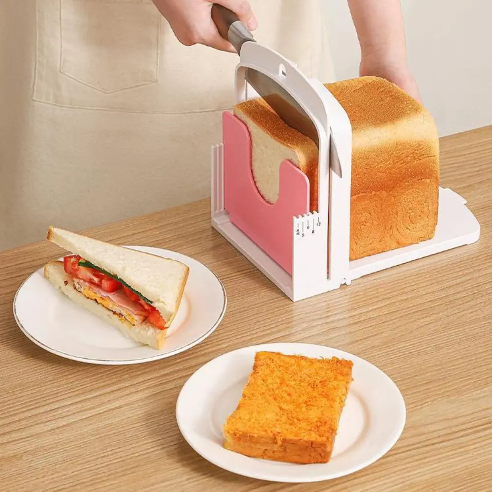 

Bread Slicing Tool Manual Toast Slicer Foldable Adjustable Thickness Bread Cutter Mold Space-saving Bread Holder Sandwich