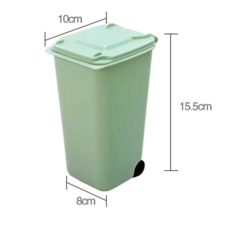 1pcs Mini Trash Can Plastic Waste Bins with Lid Small Scissors Pencil Storage Holder Wheelie Dustbin Storage