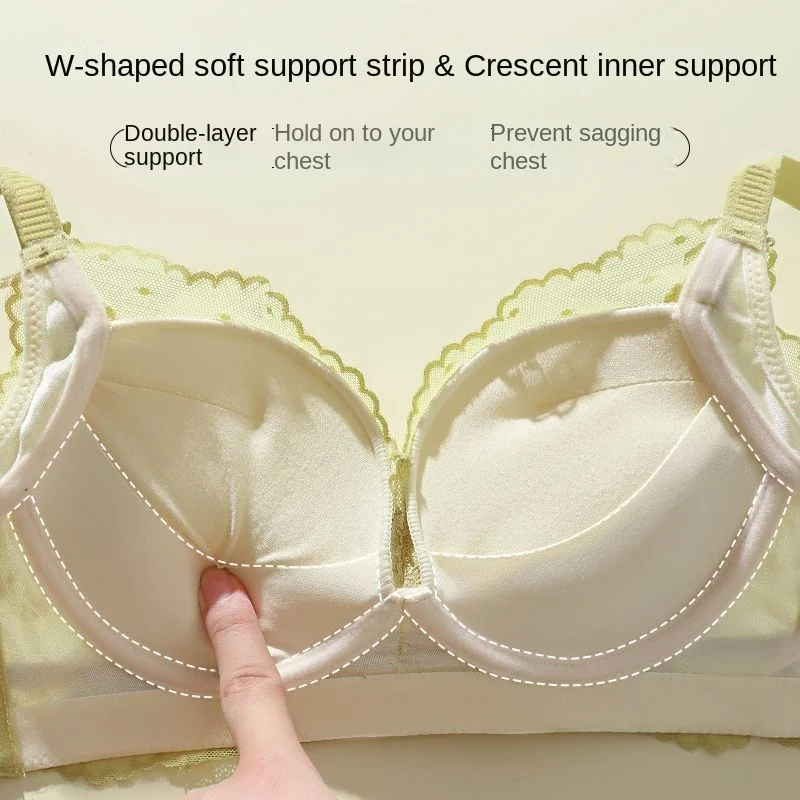 Non Magnetic Bra for Women with Gathered Small Breasts, 8cm Thick and Super Thick Without Steel Rings, Sexy Bra for Flat Chest,