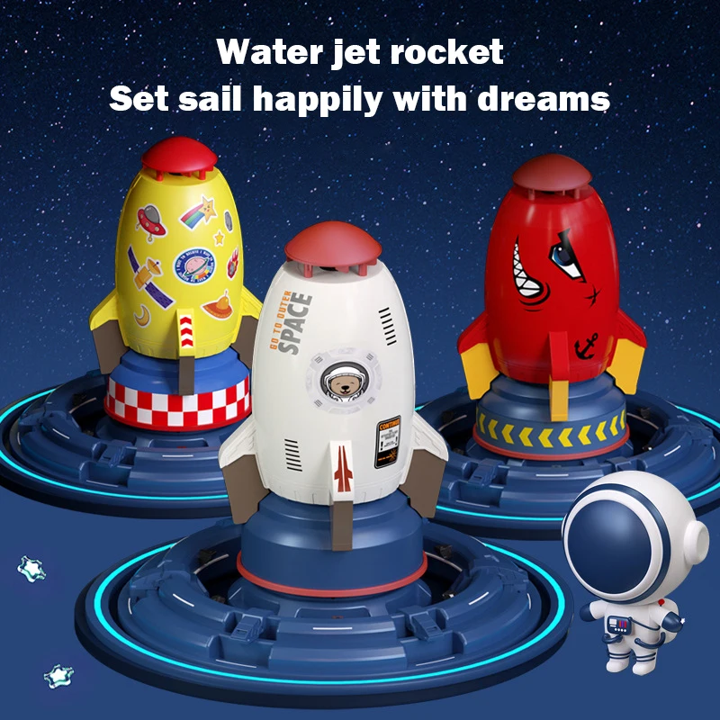 

Rocket Jet Launcher Water Pressure Splashing Gift Ourdoor Space Play Rotating Sprinkler Children's Toy Fun Interation in Garden