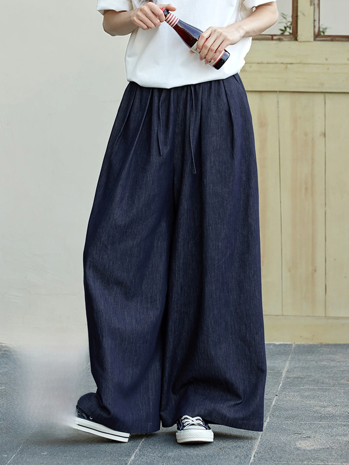 

Оригинальные синие джинсы из денима, женские повседневные свободные джинсы с высокой талией и эластичной резинкой на талии, весна-лето, модные, высококачественные, из смесового хлопка