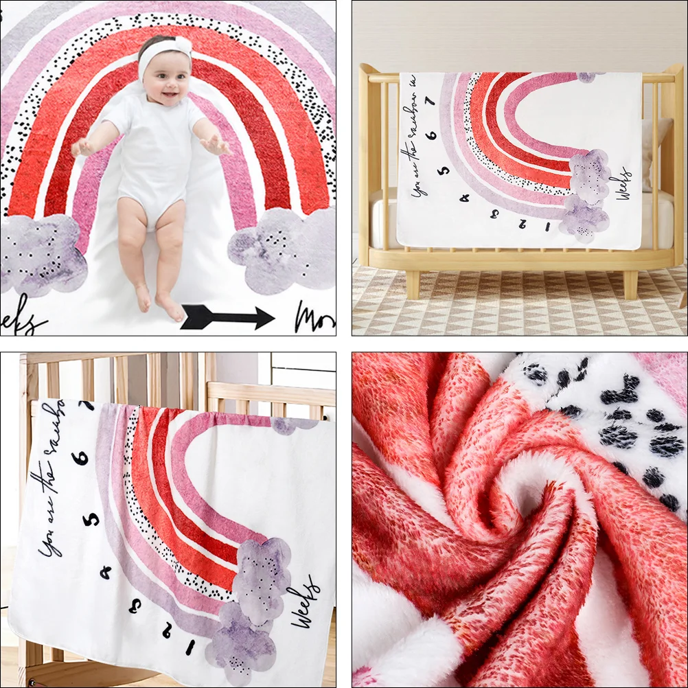 Blanket Shower Prop Month Girl Blankets Infant Photo Fluffy Monthly