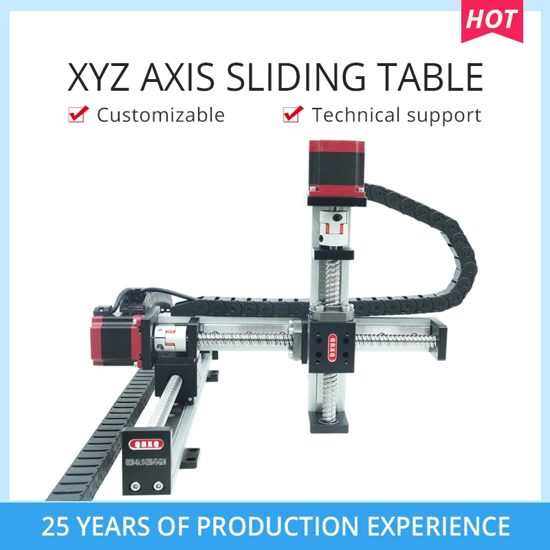 Free shipping RXSN40XYZ-X linear rail guide ball screw with motor driven diy x y z axis router for cutting machine Z 100mm