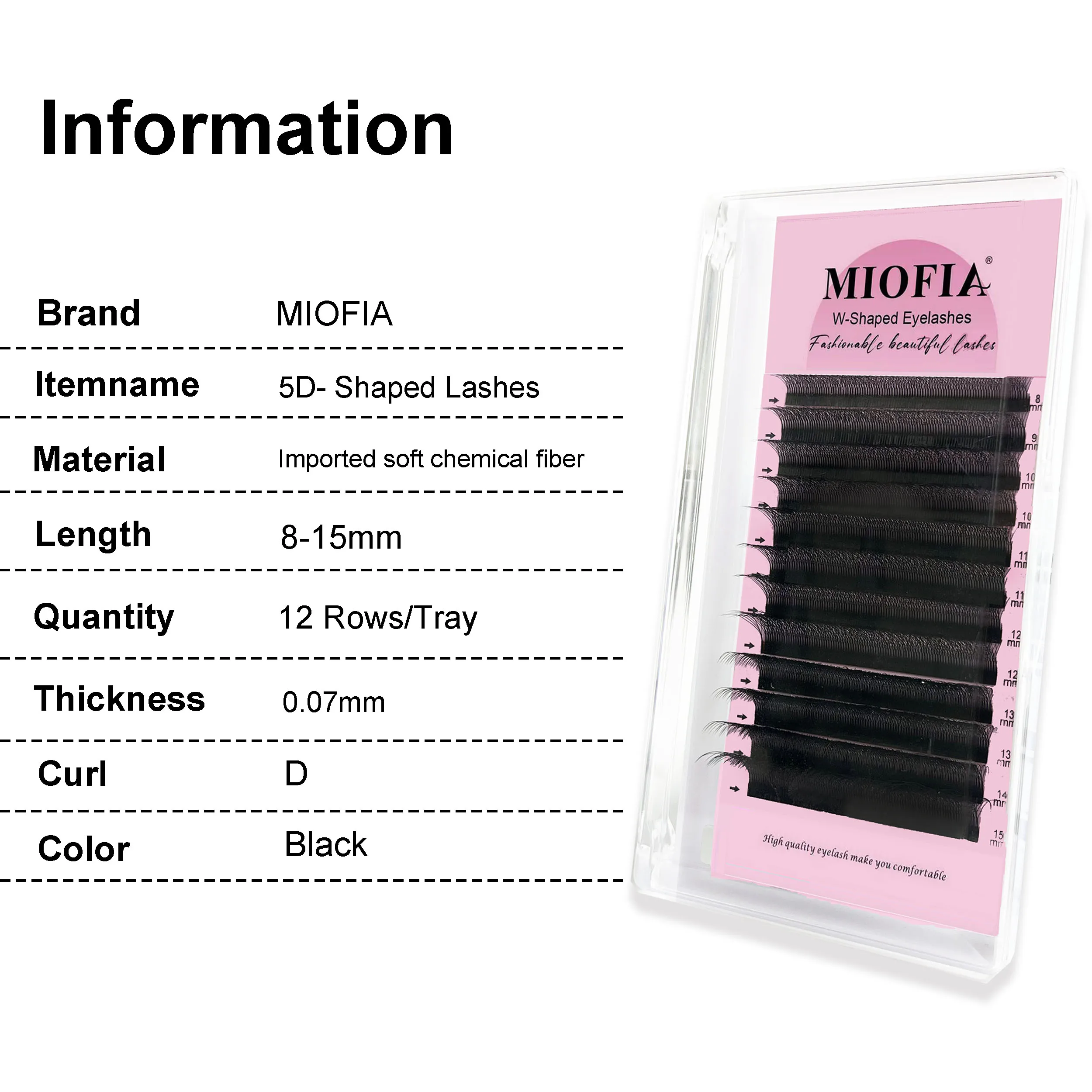 MIOFIA 5D W형 속눈썹 연장 0.07mm 자연스러운 러시안 볼륨 자연스러운 부드러운 프리메이드 팬 속눈썹 연장 미용 메이크업용