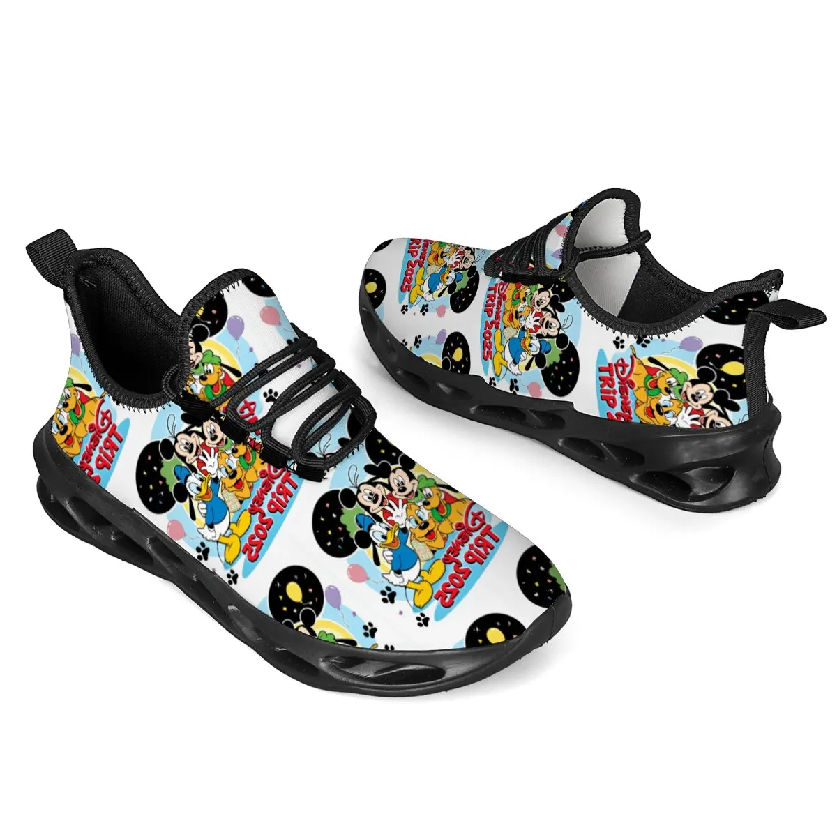 

Disney Design Brand Large-sized Original Two-color Soft-soled Lightweight Lace-up Flat Sports Shoes with Cartoon Patterns