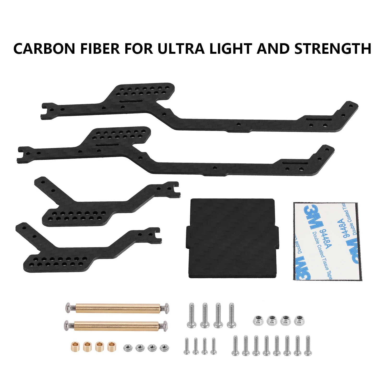 INJORA LCG Carbon Fiber Chassis Kit Frame Girder for 1/18 RC Crawler Car TRX4M Upgrade (4M-32 4M-38)