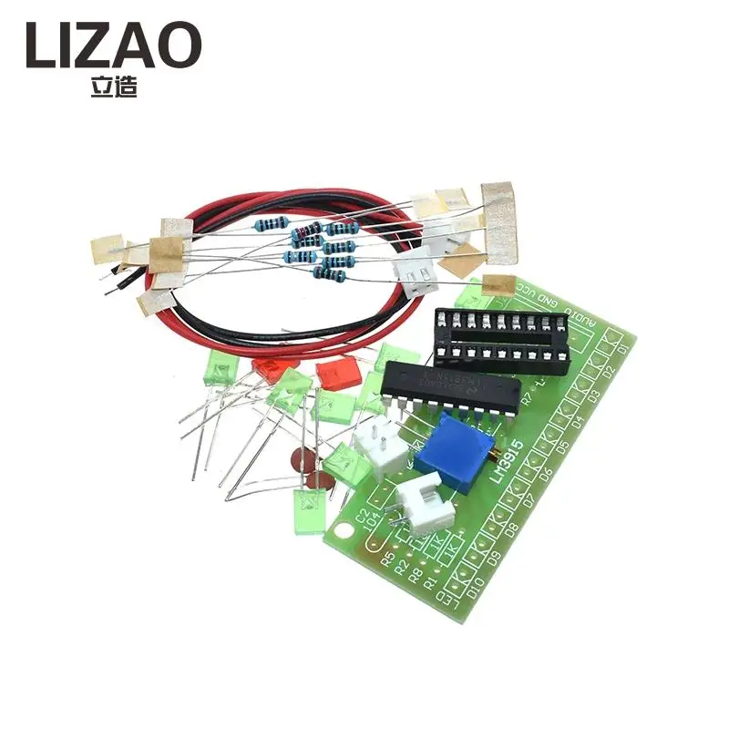 LM3915 DC 9V-12V 10 LED Sound Audio Spectrum Analyzer Level Indicator Kit DIY Electoronics Soldering Practice Set laboratory
