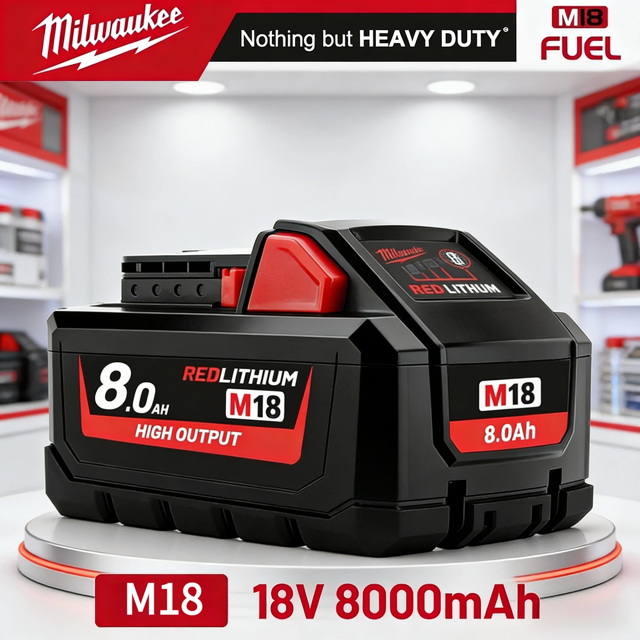 

Milwaukee M18 18V 8.0Ah Rechargeable Battery 21700 Cell,For Original Milwaukee 48-11-1860 48-11-1850 48-11-1840 Tools Battery