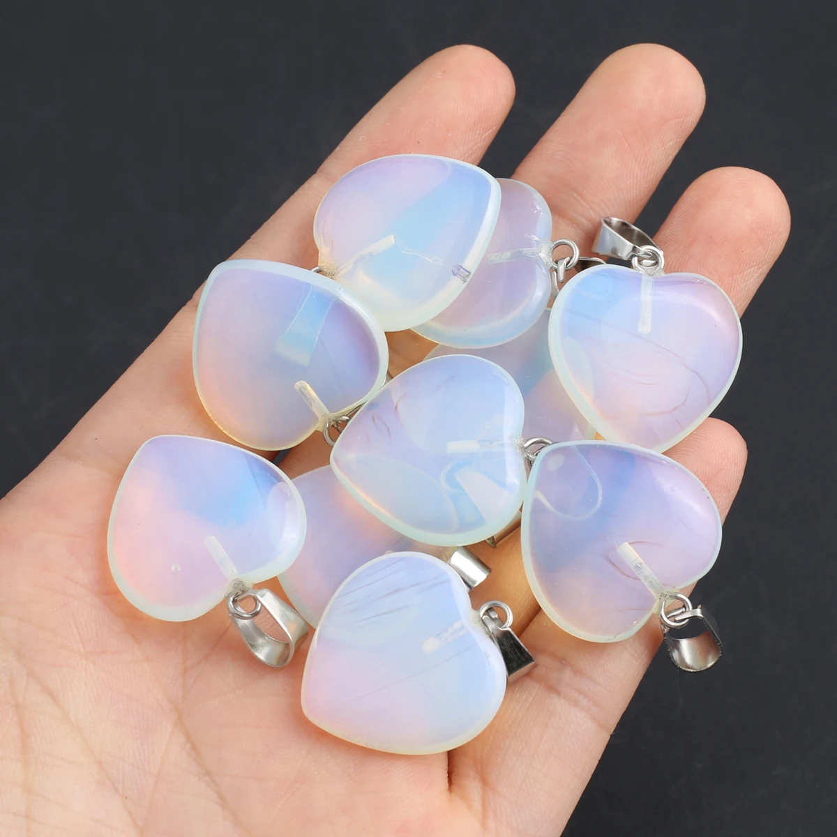 3Pcs Small Pendant Natural Stone Heart-Shaped Opal Pendat For Jewelry Making DIY Necklace Bracelet Earrings Accessory