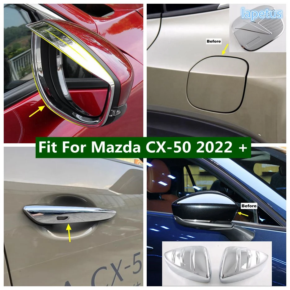 

Rearview Mirror / Door Handle Bowl / Oil Gas Tank Fuel Decoration Cover Trim For Mazda CX-50 2022 - 2024 ABS Chrome Accessories