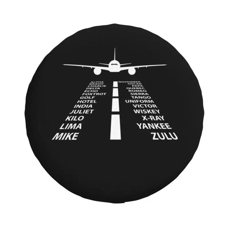 Phonetic Alphabet Pilot Airplane Aviation Gift Spare Wheel Cover for Jeep Pajero 4x4 Trailer Aviator Air Fighter Tire Protector