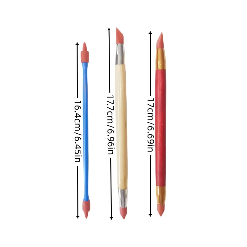 Clay tools Double head silicone pen 3 sets sculpture rubber pen pottery clay sculpture DIY tools