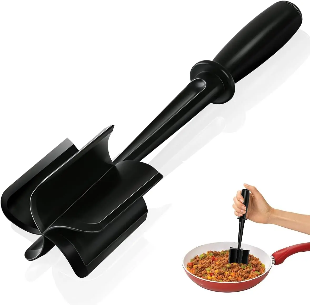 

Kitchen Meat Chopper Ground Beef Masher Utensil Heat Resistant Non-Stick Hamburger Choppe Potato Masher Tool Kitchen Gadgets