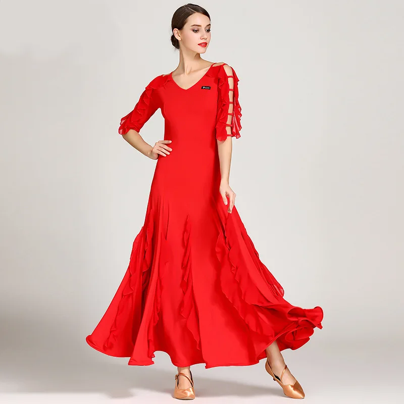 

Customized Modern Dance Dress S9042 National Standard Dance Clothes Social Clothes Ballroom Dress Standard Red