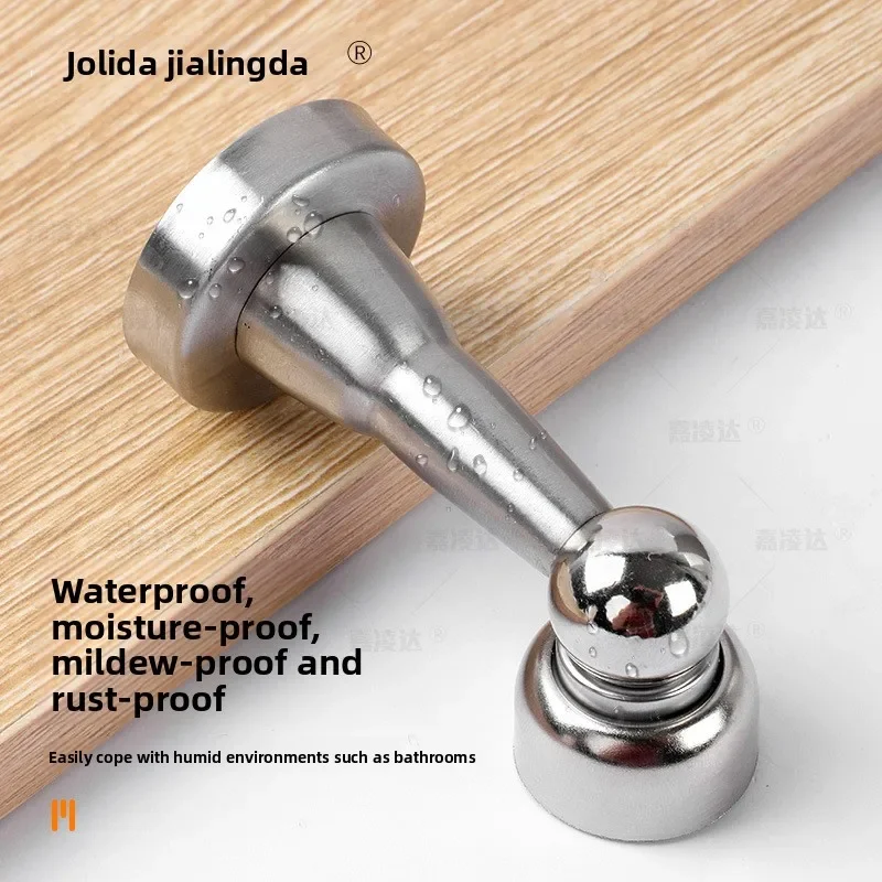 Thickened Stainless Steel No Drill Magnetic Door Stopper Heavy Duty Silent Anti Collision for Hotel Bathroom Wooden Door