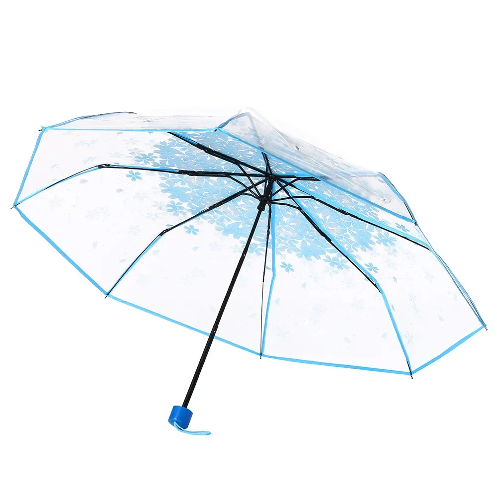 New Transparent Cherry Flower Umbrella Anti-literature Folding Umbrella Anti-ultraviolet Sun Umbrella