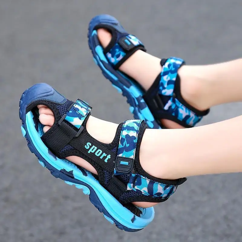 Sandals Sandals Boys Middle and Older Children Baotou Non-slip Summer 2024 Classmates Children Boys Sports Beach Soft Sole