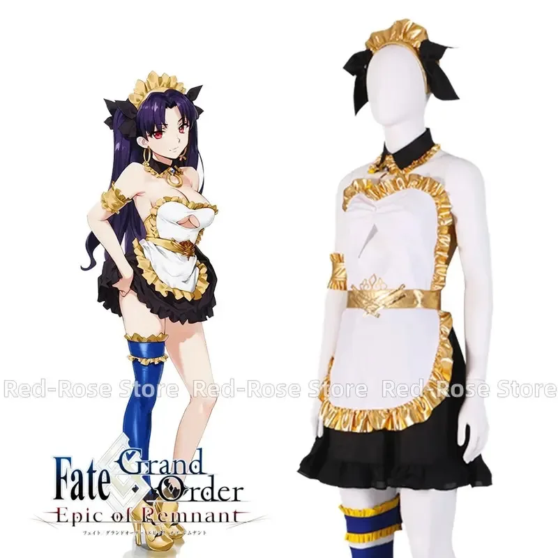 

qq28LQUnisex Anime FGO Fate/Grand Order Ishtar Cosplay Costumes Maid Dress Uniform