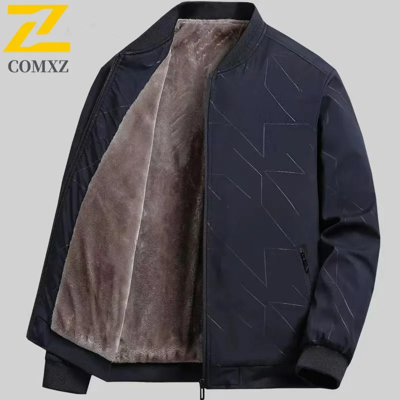 

COMXZ Мужская флисовая куртка Деловой бренд Роскошный уличный теплый толстый дорожный прогулочный плащ 2025 Ежедневная легкая зимняя куртка