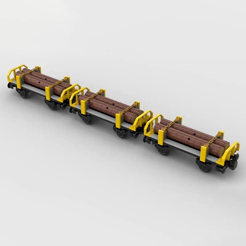 Neuer Transport-Zug mit Einfachen Holztransportwagen, MOC Anpassbare Modulare Bausteine, Kreatives Design, DIY Montage-Spielzeug für Jungen, Geschenke