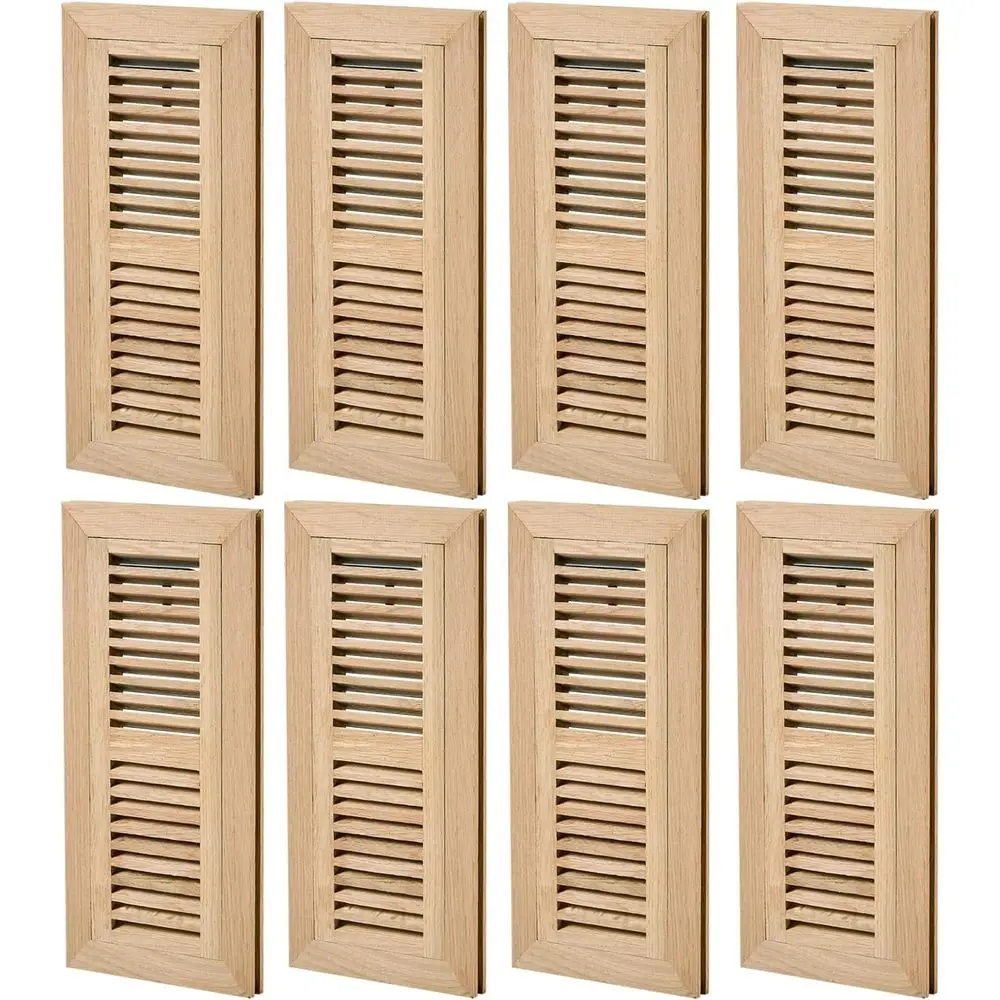 

8 Pcs Pack White Oak Wood Floor Register, Flush Mount Vent, 4x12 Inch, with Damper, Unfinished