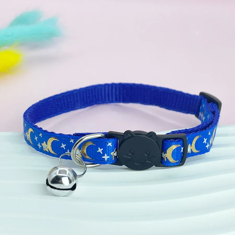 Pet Hot Stamping Moon Star Cat Dog Collar Cat Buckle Gold Detachable Reflective Safety Buckle Collar