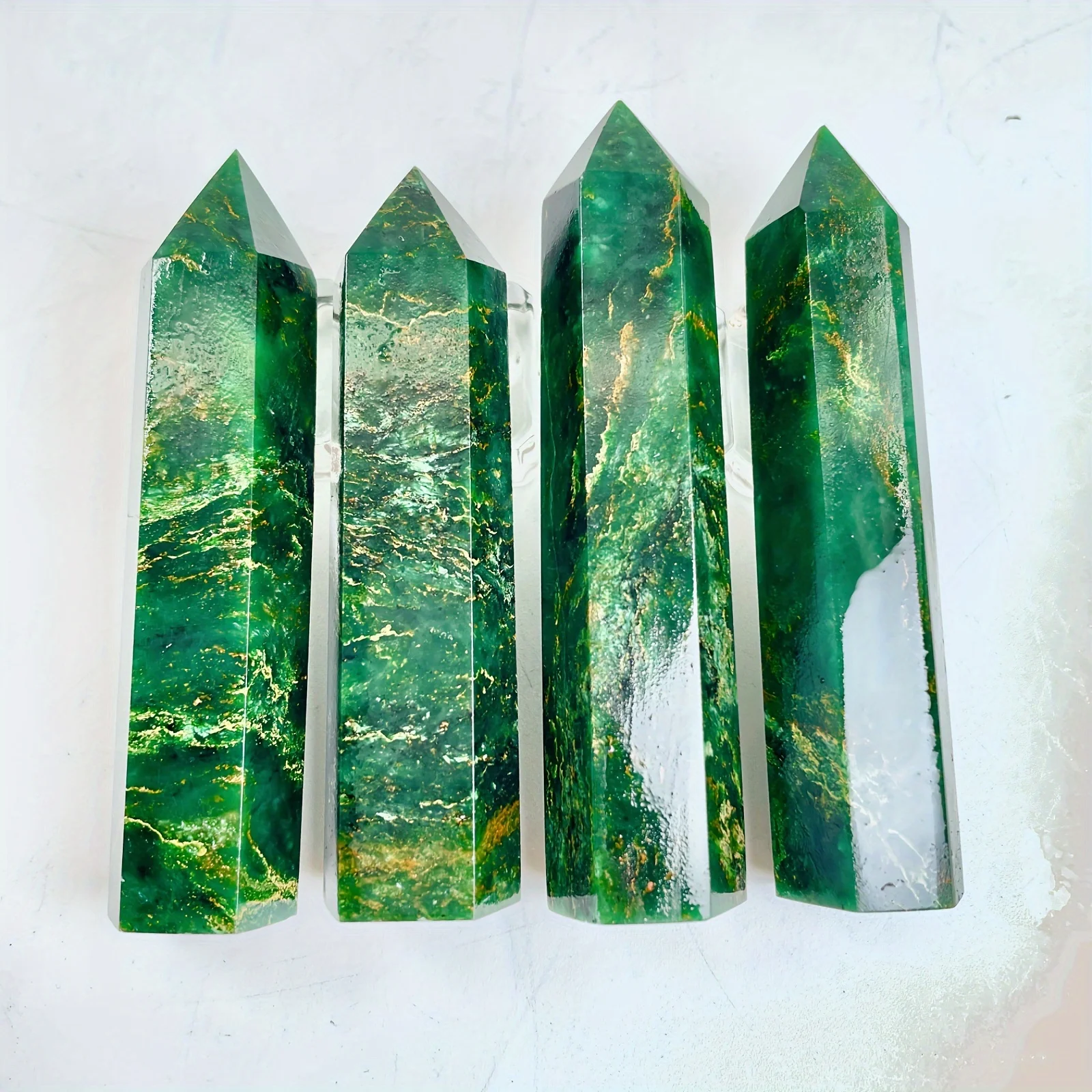 Natural Emerald Single Pointed Quad Interior Decoration Meditation Handcrafted Emerald Energy Point - Serene Decoration