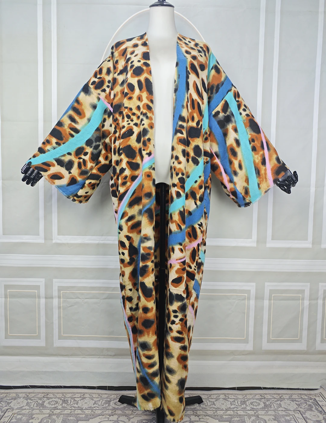 

European Fashion Boho Beach Wear Loose Cardigans Summer Silky Printed Long Kimonos African Lady Fashion Open Front Duster Coat