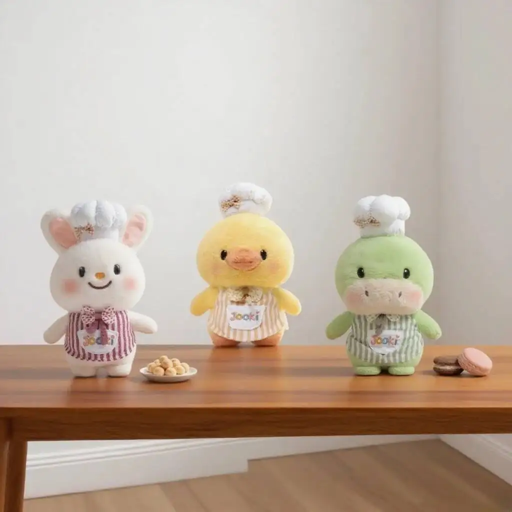 

Animal Gourmet Series Plush Toys Funny Chef's Cap Piggy Rabbit Duck Elephant Dinosaur Doll Lovely Desktop Pets Kids Gift