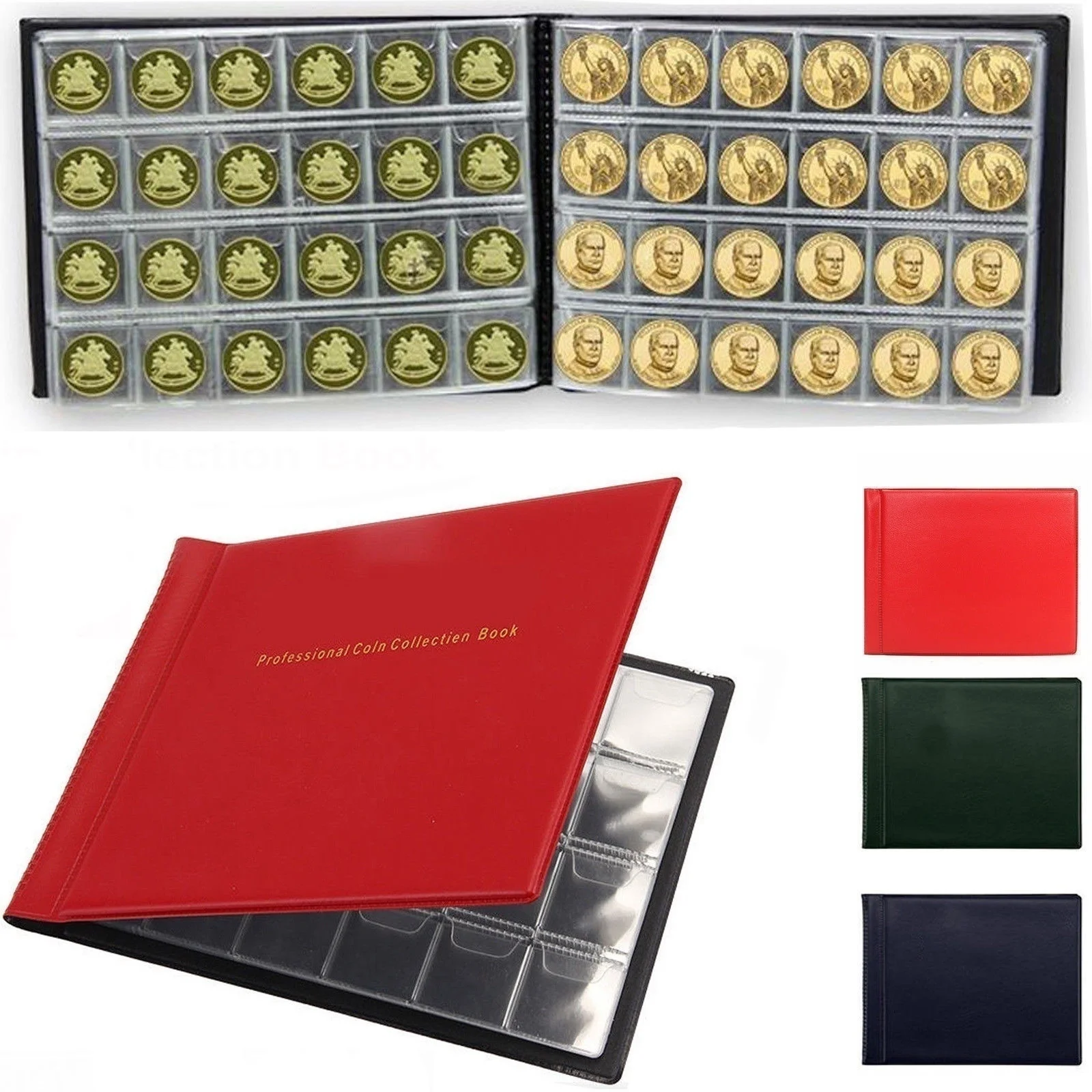 New 120/240 Pockets Money Book Coin Storage Album For Coins Holder Collection Books High Quality Royal Coin Collection Book