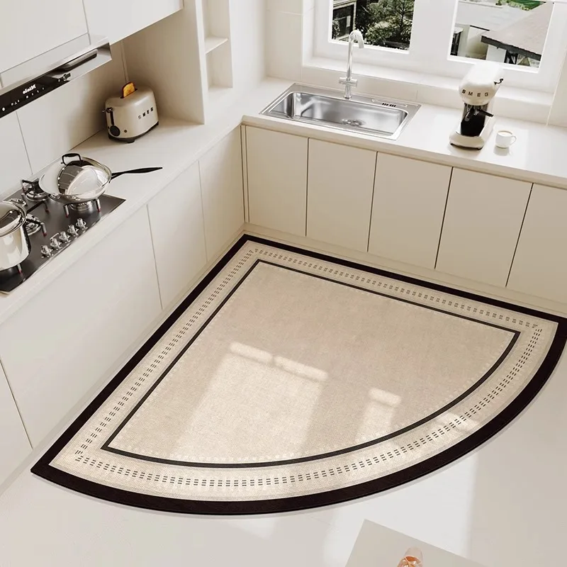 

Kitchen Heart-shaped Carpet American Floral Pattern Water-absorbent Quick-drying Large Size Floor Mat Diatom Mud Non-slip Rug