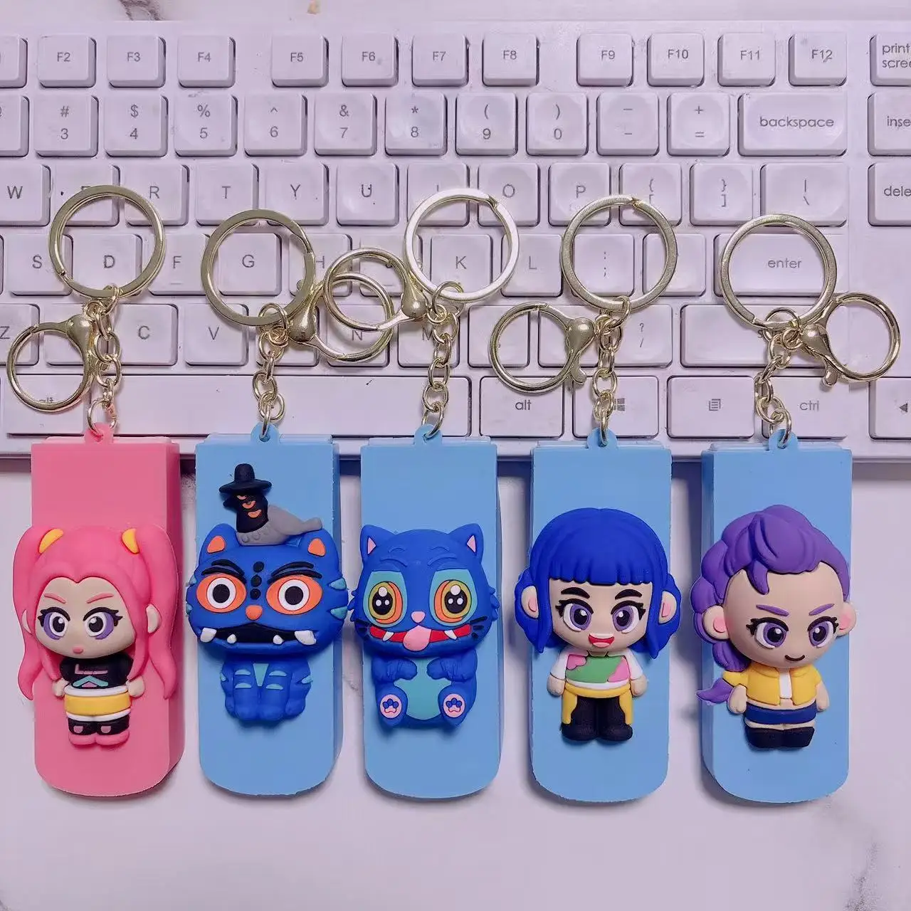 KPOP Witch Hunters Folding Makeup Mirror Keyring Tiger Derpy Multifunctional Fun Bag Charm