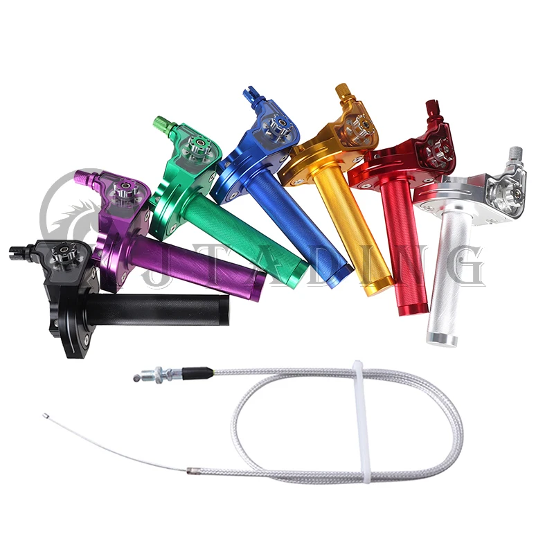 22mm Universal M10*1.5 CNC Aluminum Accelerator Throttle Twist Grips Handlebars Cable For Motorcycle Moped Scooter ATV Quad Bike