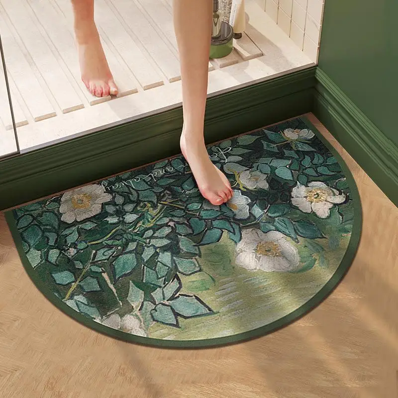 

Bathroom water absorbing rug semicircle water absorbing diatom mud floor mat Toilet kitchen door bedroom Bedside Non-slip carpet