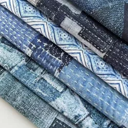 Vintage Patchwork Irregular Washed Denim Fabric Diy Coat Shirt Casual Suit Pants Dress Sewing Wholesale Material Cloth by Meter