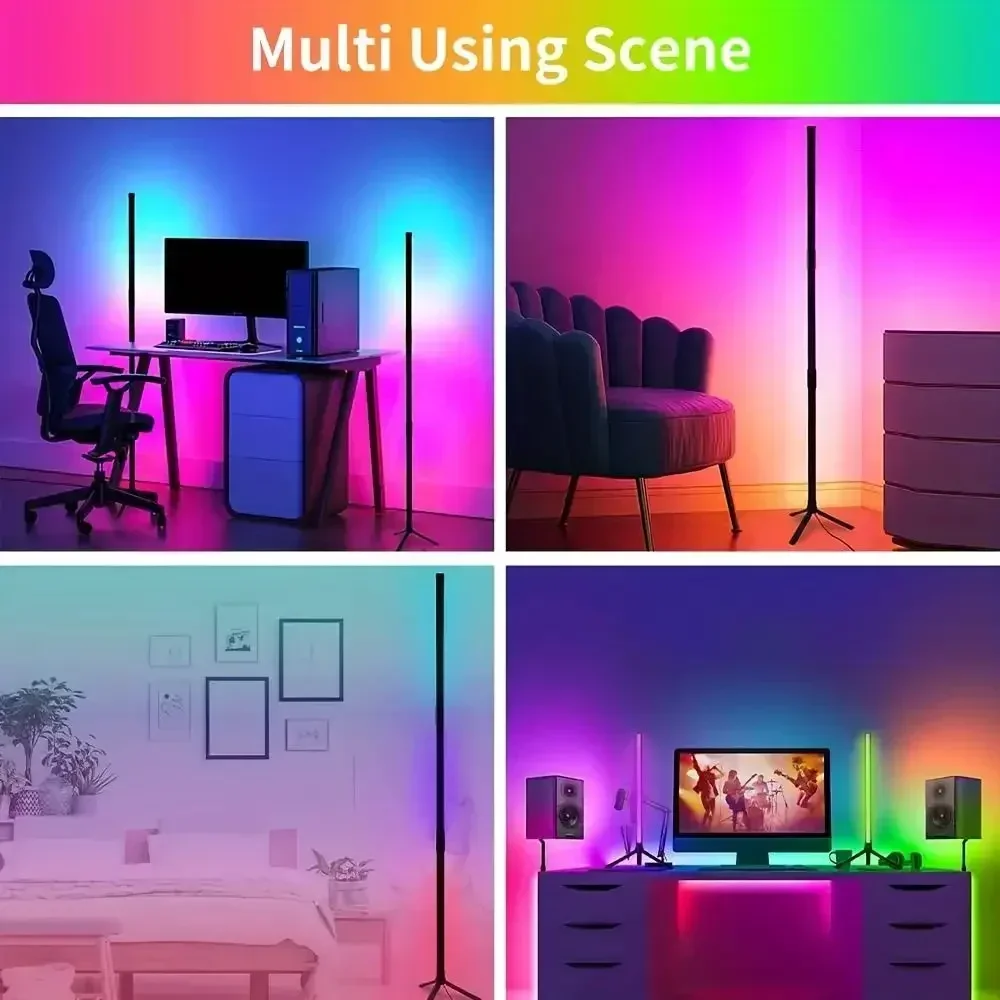 

Светодиодный торшер Rgb Яркий высокий торшер Стандартный декор комнаты Угловой прикроватный светильник Настроение Свет для дома и украшения Интерьер