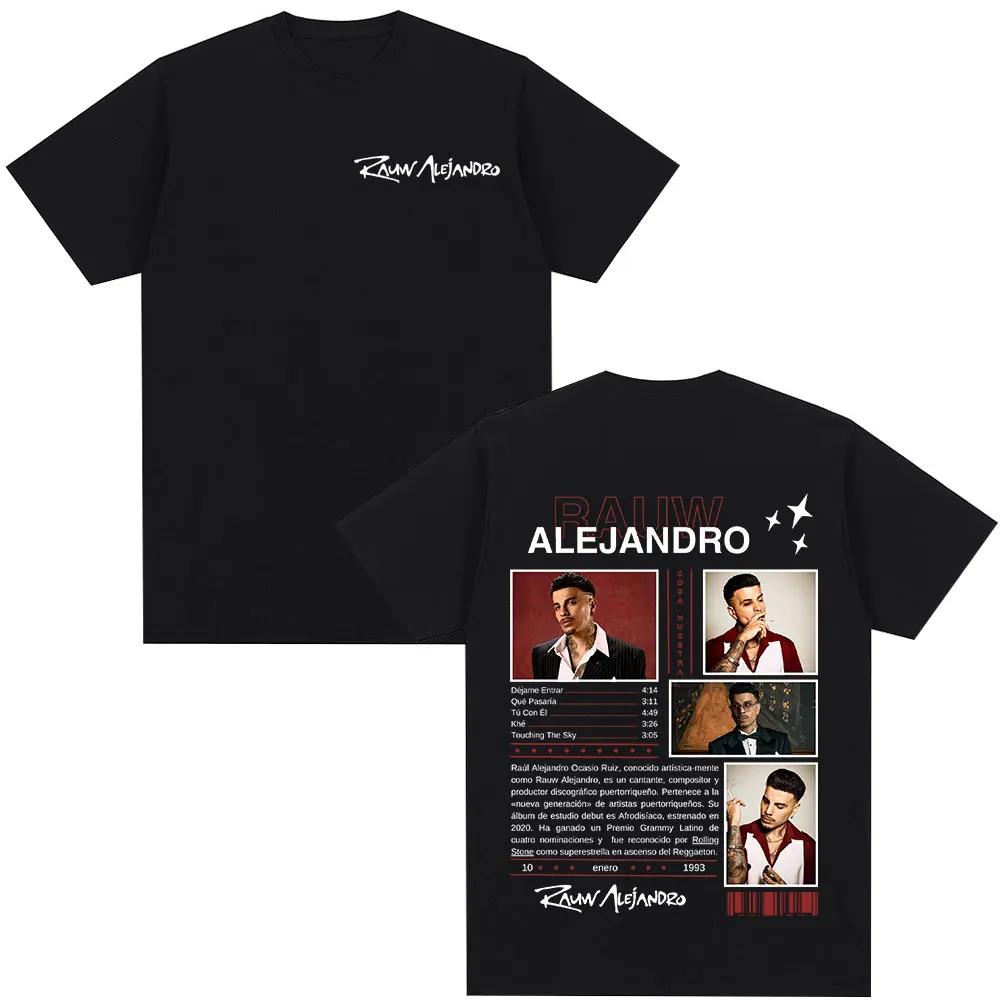Rauw Alejandro Coca Nuestra Graphic T Shirt Men's Hip Hop Fashion Short Sleeve T-shirts 100% Cotton Oversized T-shirt Streetwear