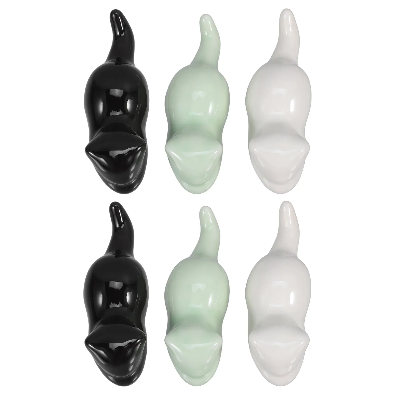 

6Pcs Ceramic Cat Calligraphy Brush Holder Porcelain Brush Rest Pen Stand Decorative for Chinese Watercolor Painting Sumi Brushes