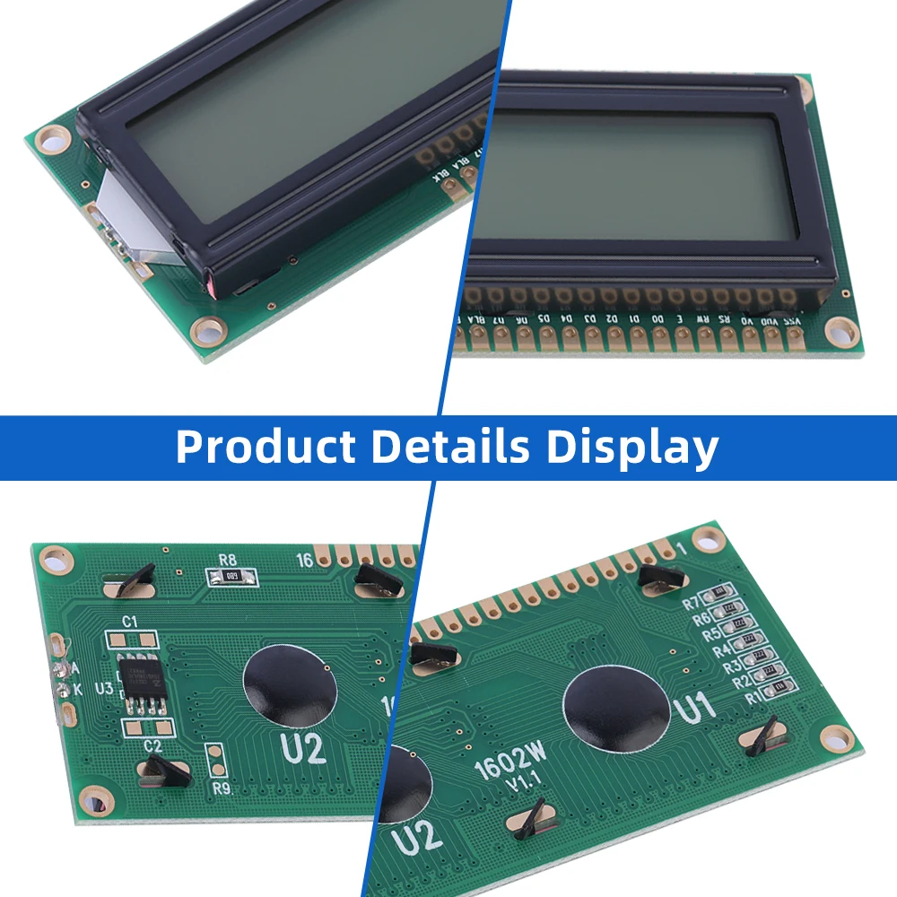 European Grey Film Black Letters 1602W 3.3V Liquid Crystal Display 2*16 LCD STN High Frame 12MM 16PIN Graphic Dot Matrix Module