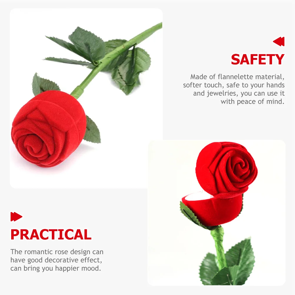 

2Pcs Rose Shape Ring Boxes Unique Romantic Wedding Ring Holders Jewelry Display Box Engagement Proposal Jewelry Box for Rings