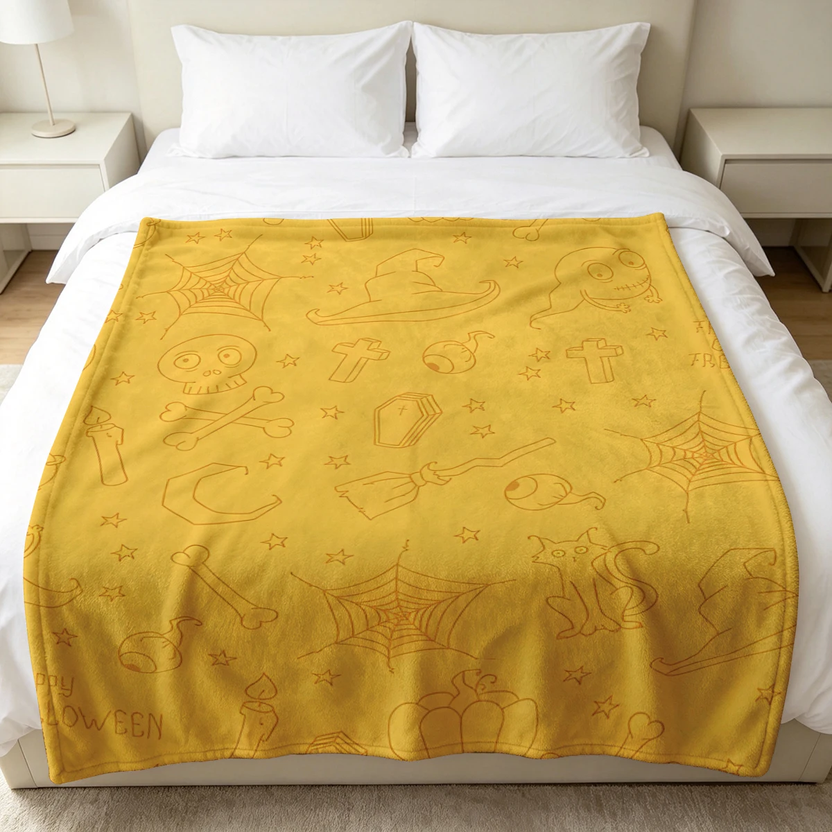 Yellow Line Witch Eye Winter Summer Flannel Blanket Throw Fleece Soft Fuzzy Plush Cozy Fleece Blankets for Sofa Ideal Gifts