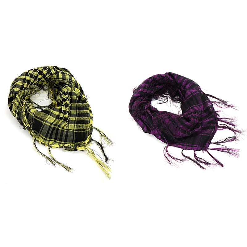 Arabian Desert Scarf Soft Tactical Scarf Men Ladies Military Turban Lightweight Plaid Fringed Outdoor Arafat Unisex Scarves